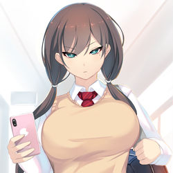 This is a pixiv picture whose title is 目付きが超悪いおさげのJK.