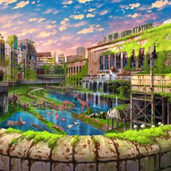 This is a pixiv picture whose title is 上野駅幻想.