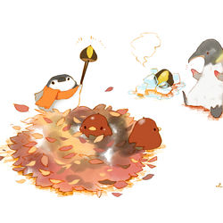 This is a pixiv picture whose title is 焼き栗ペンギン.