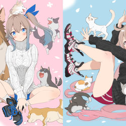 This is a pixiv picture whose title is いぬ練ねこ練.