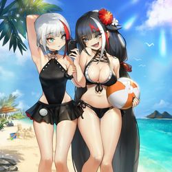 This is a pixiv picture whose title is 海辺での散歩.