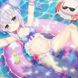 This is a pixiv picture whose title is 水着チノちゃん（日焼け差分版付き）.