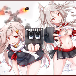 This is a pixiv picture whose title is 夕立＆夕立「JACKPOT!!」.