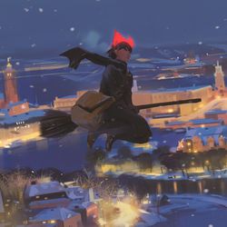 This is a pixiv picture whose title is Kiki's winter delivery service.