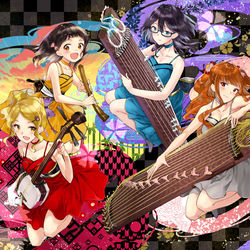 This is a pixiv picture whose title is 和楽器ガールズ.