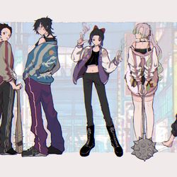 This is a pixiv picture whose title is ガラの悪い鬼殺隊.