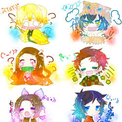 This is a pixiv picture whose title is 鬼滅の刃絵文字スタンプ風.