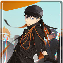 This is a pixiv picture whose title is 烏野応援団!!「影山」.