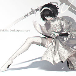 This is a pixiv picture whose title is YoRHa: Dark Apocalypse.