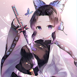 This is a pixiv picture whose title is 胡蝶しのぶ.