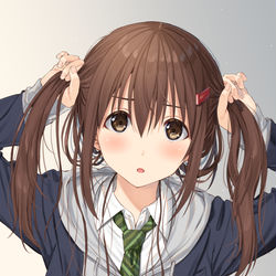 This is a pixiv picture whose title is 彼女にツインテールしてもらった①.
