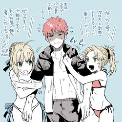 This is a pixiv picture whose title is 士郎君とセイバーと円卓の騎士の皆様　その４　小話のみ.