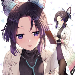 This is a pixiv picture whose title is School Nurse Shinobu.