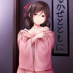 This is a pixiv picture whose title is 夜の春風/潮 ソフトクリームを食べる.