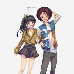 This is a pixiv picture whose title is Kanao and Tanjirou.