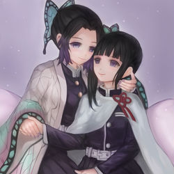 This is a pixiv picture whose title is 【鬼滅の刃】胡蝶しのぶ×栗花落カナヲ、百合.