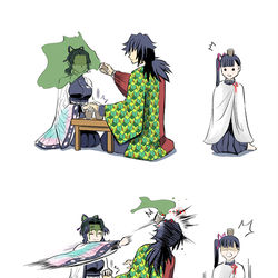 This is a pixiv picture whose title is 忍vs義勇.