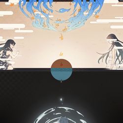 This is a pixiv picture whose title is 「距離」.