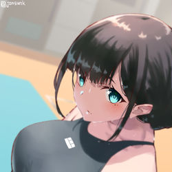 This is a pixiv picture whose title is 視線.