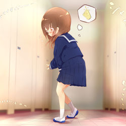 This is a pixiv picture whose title is トイレの個室全部空いてなかった。.