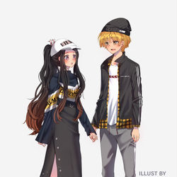 This is a pixiv picture whose title is Nezuko and Zenitsu.
