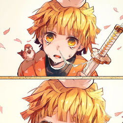 This is a pixiv picture whose title is 善逸くんを沢山褒めよう.