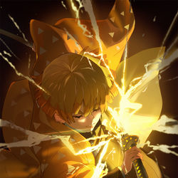 This is a pixiv picture whose title is 雷の呼吸.