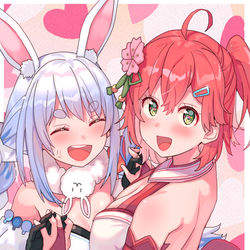 This is a pixiv picture whose title is ぺこみこプロレス.
