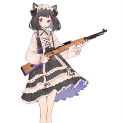 This is a pixiv picture whose title is girl with gun.