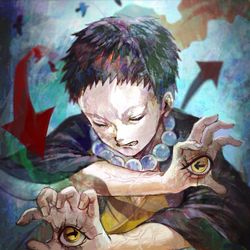 This is a pixiv picture whose title is 「人喰い鬼-矢琶羽-」【メイキングあり】.