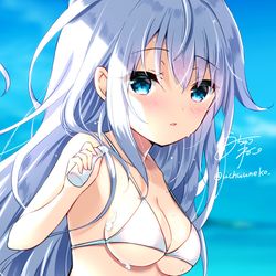 This is a pixiv picture whose title is 「オイル、塗ってくれる？」.