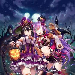 This is a pixiv picture whose title is イドラ ファンタシースターサーガ「ハッピーハロウィンナイト」.