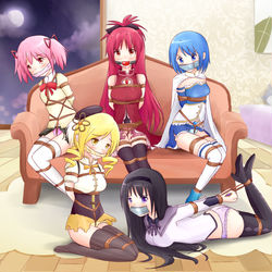 This is a pixiv picture whose title is Madoka Magica in Trouble.
