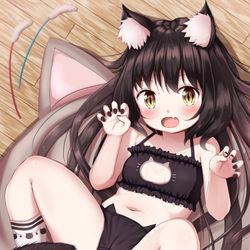 This is a pixiv picture whose title is 黒猫ちゃんと遊ぶ.