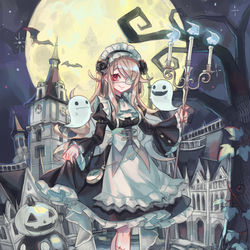 This is a pixiv picture whose title is ハロウィン眼帯メイド.