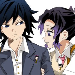 This is a pixiv picture whose title is 富岡義勇 X 胡蝶忍.