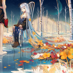 This is a pixiv picture whose title is 梦中的白桦林.
