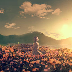 This is a pixiv picture whose title is 茜さす.