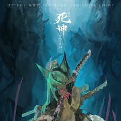 This is a pixiv picture whose title is 酒狐繪-死神.