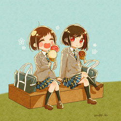 This is a pixiv picture whose title is アイス屋さんいこうよ！.