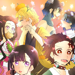 This is a pixiv picture whose title is 鬼滅の刃HAPPY HALLOWEEN🎃👻.