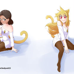This is a pixiv picture whose title is YCH: Duski Cat Girl Bodysuit.