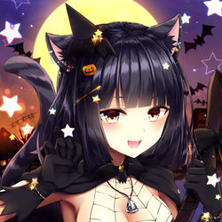 This is a pixiv picture whose title is 黒猫魔女のTrick or Treat！🎃.
