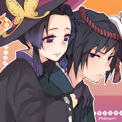 This is a pixiv picture whose title is 【ぎゆしの】Halloween🎃.