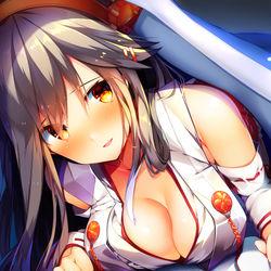 This is a pixiv picture whose title is 榛名「てーとくがはるなのふとんにいますぅ……どうしてぇ？」.
