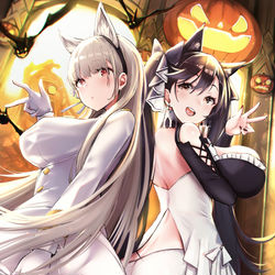 This is a pixiv picture whose title is ハッピーハロウィン　　愛宕とフォーミダブル衣装シャッフル！！.