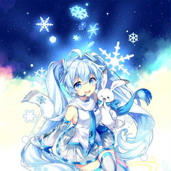 This is a pixiv picture whose title is 【お知らせ】雪ミクブーツ.