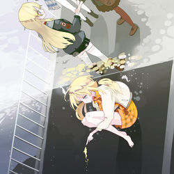 This is a pixiv picture whose title is 異邦の青、浮遊する.