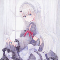 This is a pixiv picture whose title is 天使専属の家政婦さん.
