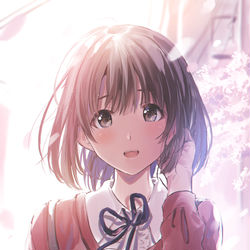 This is a pixiv picture whose title is 「わたしは、あなたが望むメインヒロインに、なれたかな？」.